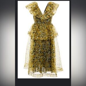 GANNI
Ruffled floral-print organza